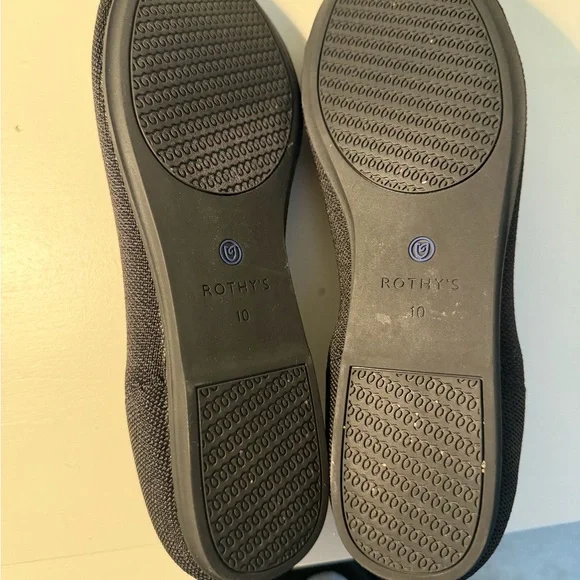 Rothy's Black Knit Ballet Flats with Subtle Blue Trim - Picture 5 of 6